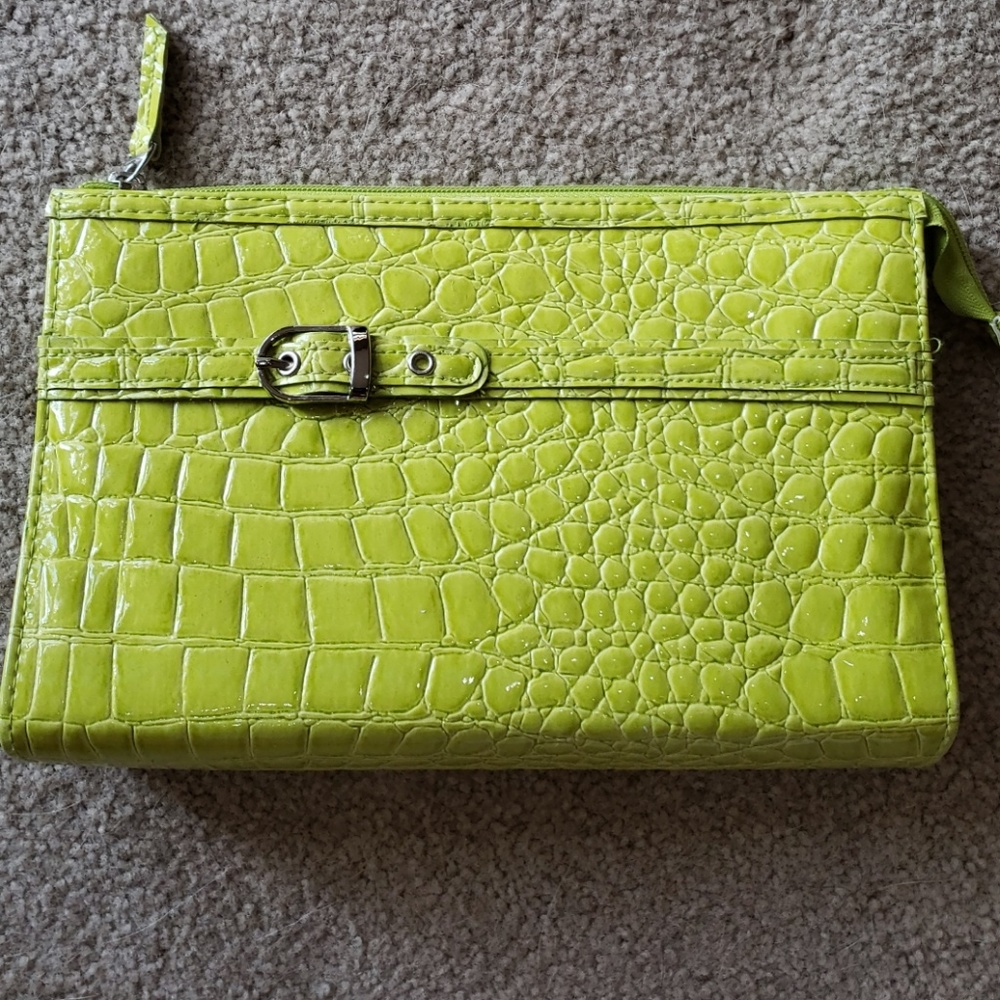 Lime Green Croc Makeup Bag